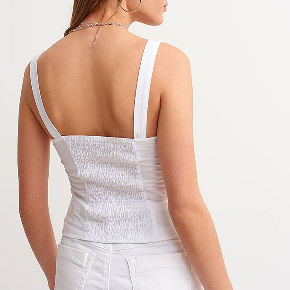 3/$20 Heart & Hips White Scrunch Crop Top Tank Womens Medium